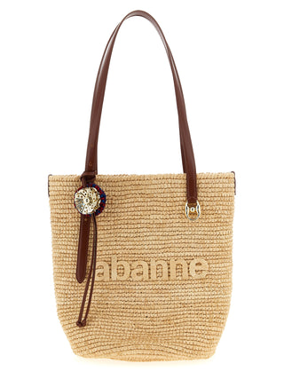 Bolso tote de rafia beige  