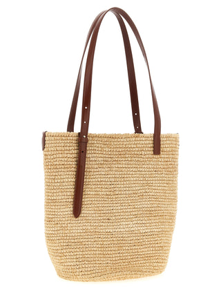 Bolso tote de rafia beige  