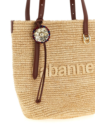 Bolso tote de rafia beige  