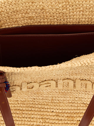 Bolso tote de rafia beige  