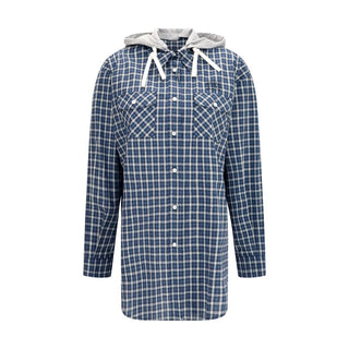 Camisa de algodón azul con estampado