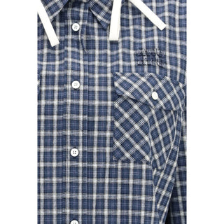 Camisa de algodón azul con estampado