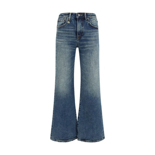 Blue Cotton Flared Jeans