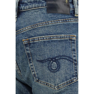 Blue Cotton Flared Jeans