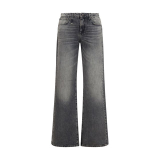 Gray Cotton Straight-Leg Jeans