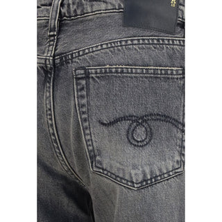 Gray Cotton Straight-Leg Jeans