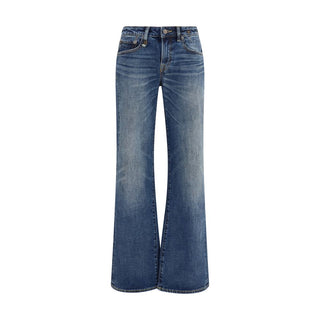 Blue Cotton Straight-Leg Jeans