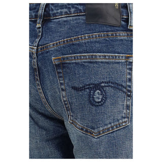 Blue Cotton Straight-Leg Jeans