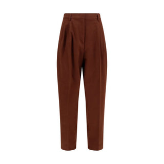 Brown Cotton Casual Pants