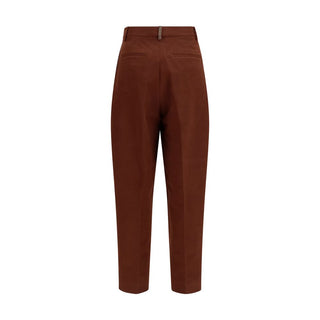 Brown Cotton Casual Pants
