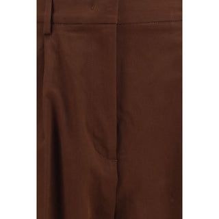 Brown Cotton Casual Pants