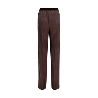 Brown Silk Casual Pants