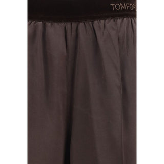 Brown Silk Casual Pants