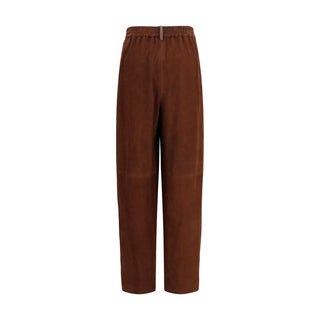 Brown Leather Casual Pants