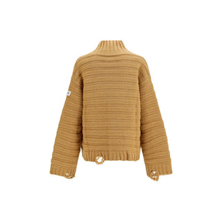 Suéter de cuello alto beige de lana Oves Aries