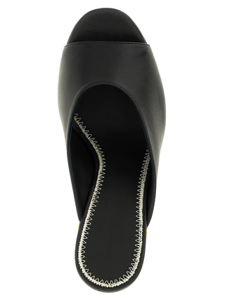 Black Calfskin Wedge Sandals
