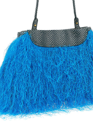Blue Polyester Clutch Bag