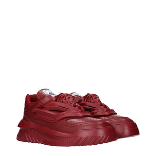 Zapatillas gruesas rojas de cuero