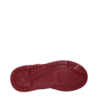 Zapatillas gruesas rojas de cuero