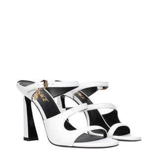 White Leather Stiletto Heel Sandals
