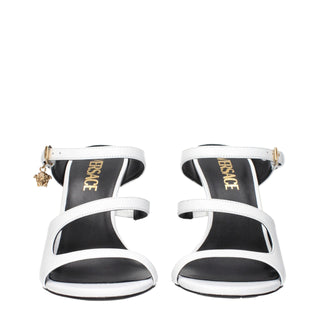 White Leather Stiletto Heel Sandals