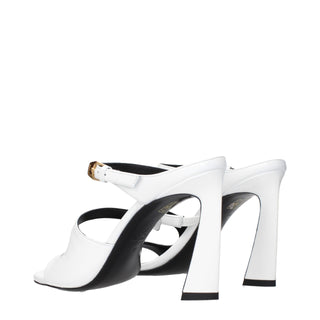White Leather Stiletto Heel Sandals