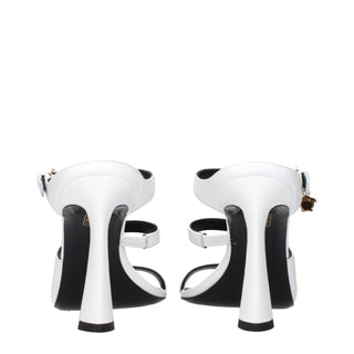 White Leather Stiletto Heel Sandals