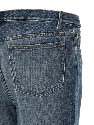 Blue Cotton Straight-Leg Jeans
