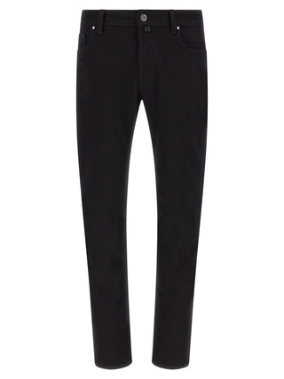 Black Cotton Straight-Leg Jeans