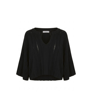 Black Cotton Women Sweater