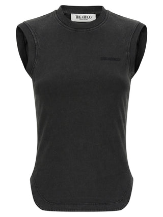 Black Cotton Sleeveles T-Shirt