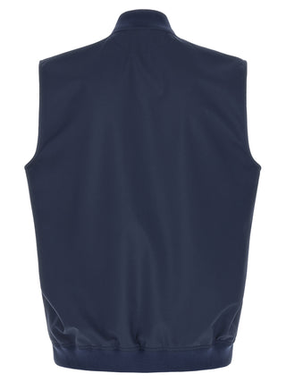 Blue Polyester Sleeveless Jacket
