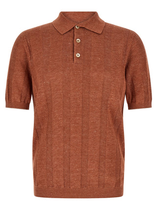 Orange Linen Polo Shirt