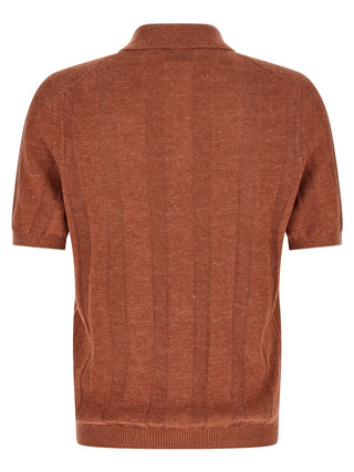 Orange Linen Polo Shirt