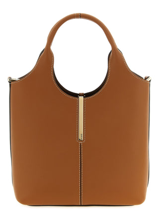 Bolso tote de piel de becerro marrón