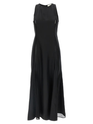 Vestido midi de seda negro