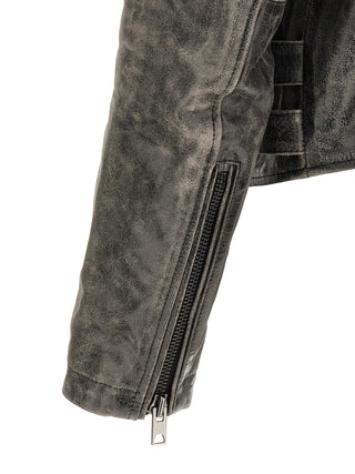 Gray Cowhide Leather Jacket