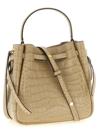 Bolso de hombro de piel de vaca beige
