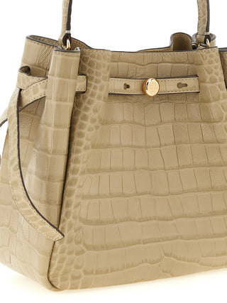 Bolso de hombro de piel de vaca beige