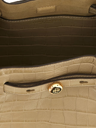 Bolso de hombro de piel de vaca beige