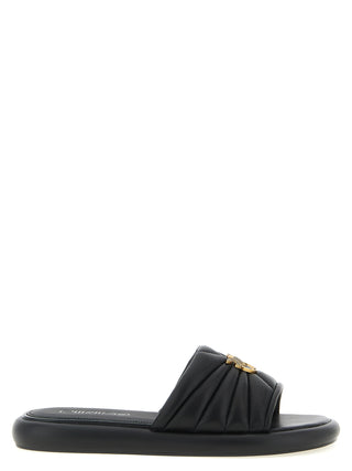 Black Lambskin Slides