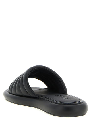 Black Lambskin Slides