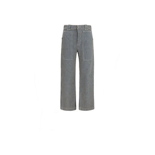 Blue Polyester Casual Pants