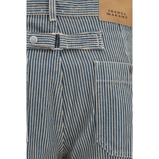 Blue Polyester Casual Pants