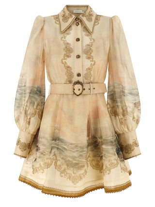 Beige Linen Short Dress