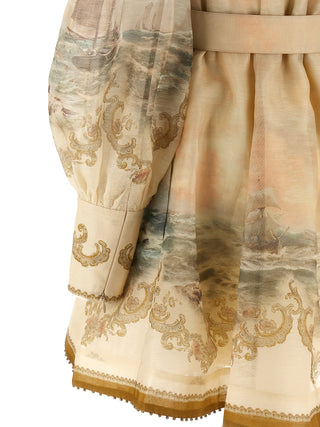 Beige Linen Short Dress