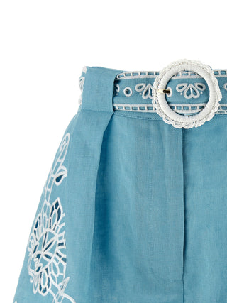 Blue Linen Bermuda Shorts
