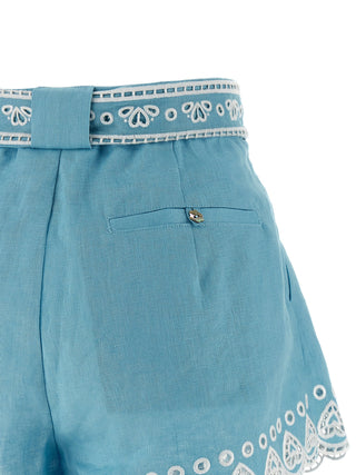Blue Linen Bermuda Shorts