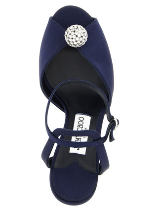 Blue Tencel Stiletto Heel Sandals