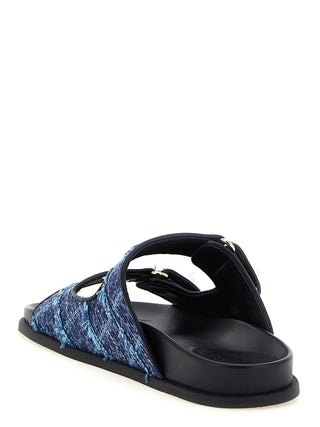 Blue Tencel Slides